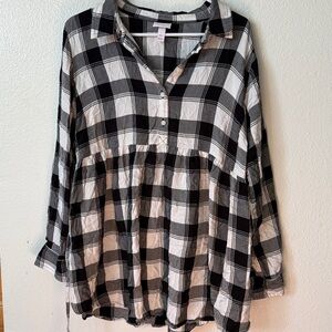 Isabel Maternity Black and White Checkered Shirt